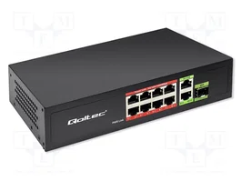 QOLTEC Switch Ethernet noir avec 10 ports RJ45 et 1 port SFP