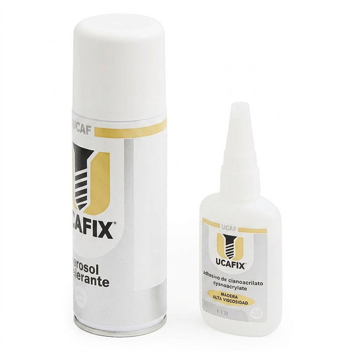 UCAFIX Kit d'adhésif cianoacrylate haute viscosité avec accélérateur (50 ml + 200 ml)