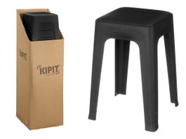 KIPIT Tabouret en plastique rembourré noir