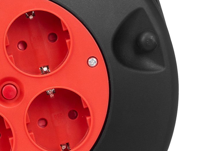 Argon Rallonge électrique enroulable 10 m, 4 prises, 2300W, 24x25x9 cm, Noir et Rouge (Set de 6)