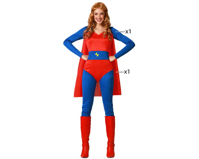 Disfraz Héros Bande Dessinée Costume Rouge Femme Adulte XL Combinaison Cape Carnaval Disfraz Héros Bande Dessinée Costume Rouge Femme Adulte XL Combinaison Cape Carnaval