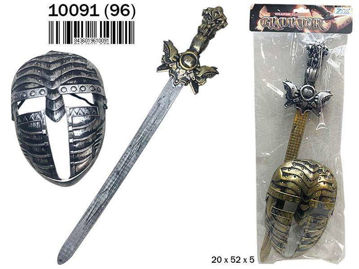 Rama Espada Con Mascara - Épée avec masque, décorations et accessoires pour costume et collection - Dimensions: 20x52x5 cm