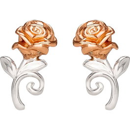 Disney La Belle et la Bête Boucles d'oreilles rose en argent sterling 925