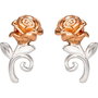 Disney La Belle et la Bête Boucles d'oreilles rose en argent sterling 925