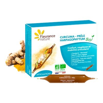 FLEURANCE NATURE Curcuma - Harpagophytum - Prêle Bio 10 Ampoules FLEURANCE NATURE Curcuma - Harpagophytum - Prêle Bio 10 Ampoules