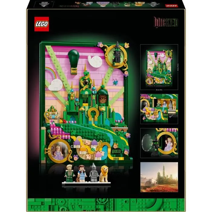 LEGO 75685 Wicked - Set de Construction Tableau d'Emerald City 3D pour Adultes, Maquette Détaillée à Exposer avec 7 Personnages