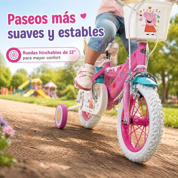Toimsa - Vélo enfant Bicicleta Peppa Pig 12" rose pour 3 à 5 ans - Matériau fer - Instructions en espagnol