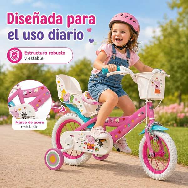 Toimsa - Vélo enfant Bicicleta Peppa Pig 12" rose pour 3 à 5 ans - Matériau fer - Instructions en espagnol