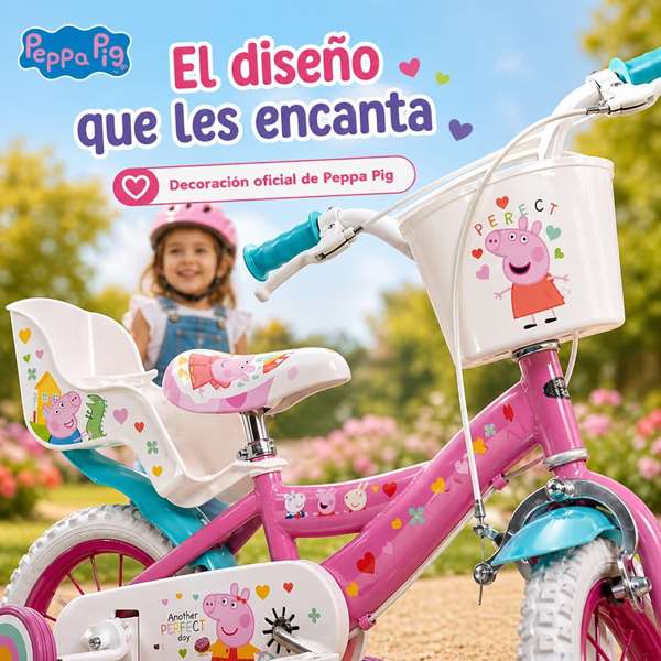Toimsa - Vélo enfant Bicicleta Peppa Pig 12" rose pour 3 à 5 ans - Matériau fer - Instructions en espagnol