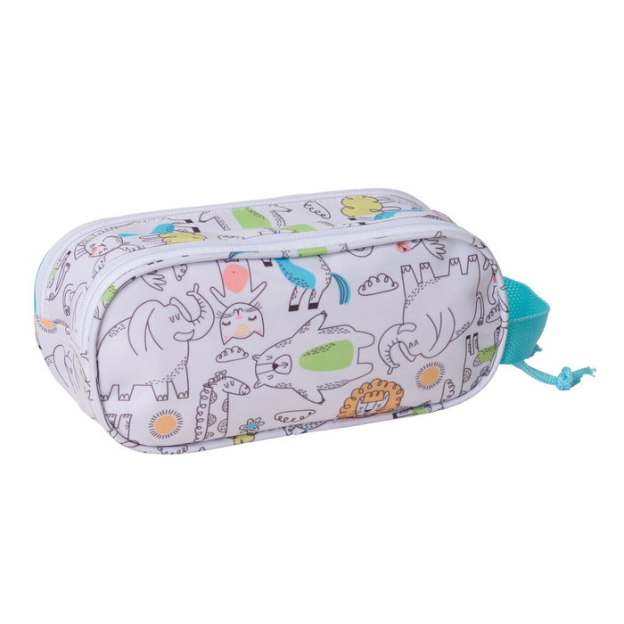 Trousse Fourre-Tout Double Safta Bleu Blanc 21 x 8 x 6 cm 3D