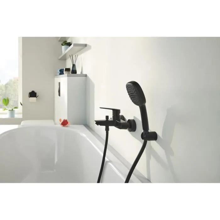 Grohe - Pommeau de douche manuel Vitalio Comfort 110 263972431, Noir Mat - 2 jets (Pluie/Stimulant) avec système anti-calcaire, sélection facile et économie d'eau