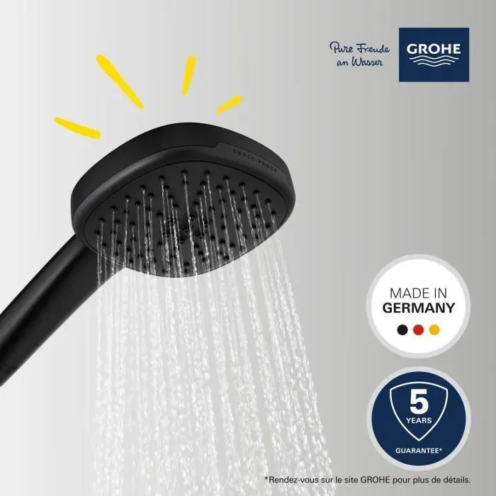 Grohe - Pommeau de douche manuel Vitalio Comfort 110 263972431, Noir Mat - 2 jets (Pluie/Stimulant) avec système anti-calcaire, sélection facile et économie d'eau