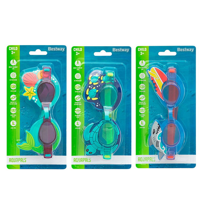 Bestway Lunettes de Natation Enfant Sangle en Silicone Ensemble 3 Pcs +3 Ans Plage et Piscine 21074