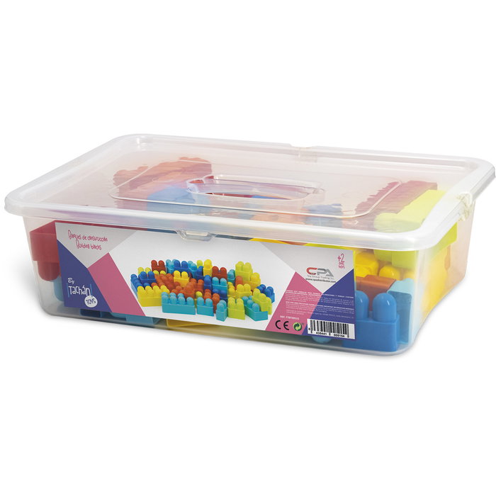 TACHAN Mallette 48 Pièces de Construction en Plastique pour Enfants Dès 2 Ans - Jeu Éducatif Motricité