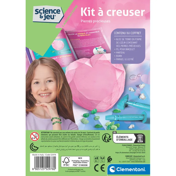 Clementoni Kit à creuser - Pierres précieuses - Science & Jeu Clementoni Kit à creuser - Pierres précieuses - Science & Jeu