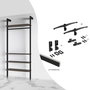Emuca Kit de fixation pour 4 étagères en bois et 1 tringle de suspension de 1m de long Noir, Aluminium et Zamak et Plastique, Peint en noir texturé