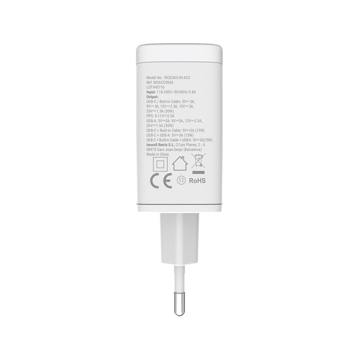 Chargeur mural Muvit WCEU63-30-AC2 Blanc 30 W