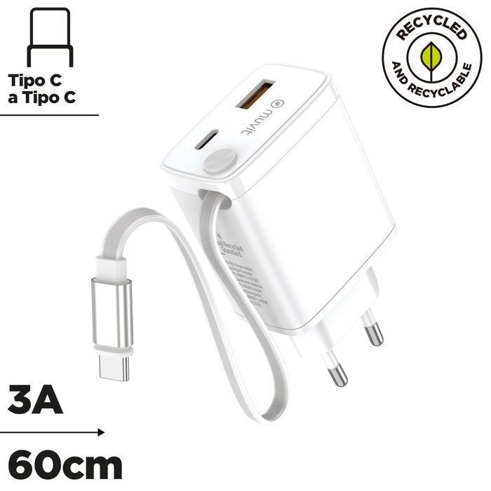 Chargeur mural Muvit WCEU63-30-AC2 Blanc 30 W