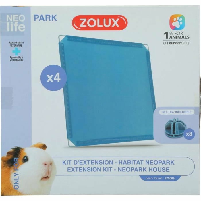 Zolux Kit extension pour enclos modulable Neo Park - 4 panneaux pleins - Bleu Zolux Kit extension pour enclos modulable Neo Park - 4 panneaux pleins - Bleu