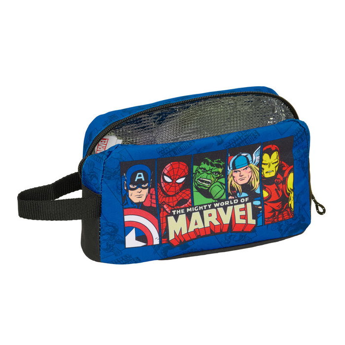 SAFTA Thermos avec décor Avengers Marvel - Capacité ~500ml - Intérieur aluminium isolant - Compartiment zip - 21,5x6,5x12 cm