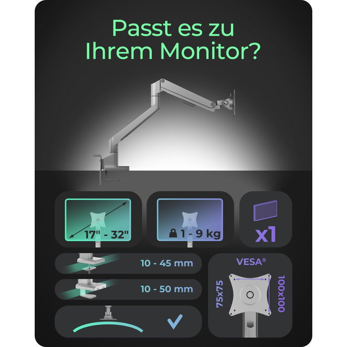ICY BOX IB-MS523-T Bras de support de moniteur argent/gris