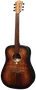 Lag Guitare Acoustique Dreadnought Tramontane 70 Black & Brown, Table Abeto Massif, Fond Sapelli, Finition Satinée