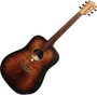 Lag Guitare Acoustique Dreadnought Tramontane 70 Black & Brown, Table Abeto Massif, Fond Sapelli, Finition Satinée