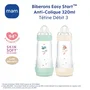 MAM Biberon Easy Start Anti-Colique Classique Lot de 2, 320 ml, Tétine Débit 3, Couleurs Menthe et Coton