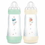 Mam Lot de 2 Biberons Easy Start Anti-colique Classique 320 ml Menthe + Coton