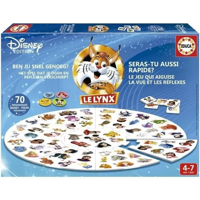 Educa - Jeu Lynx Disney 70 Images avec personnages Disney et Pixar - Anniversaire 100 ans