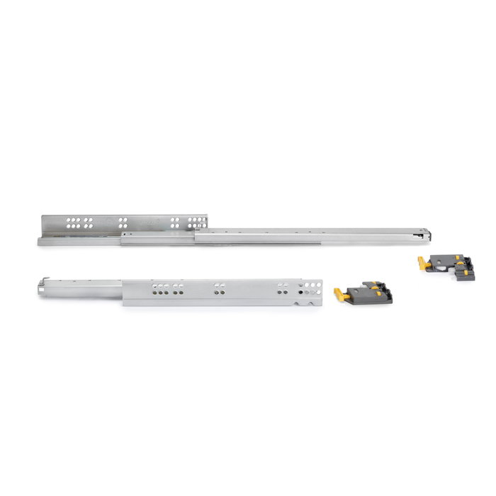 Emuca Jeu de coulisses invisibles pour tiroir Silver, à sortie totale, avec fermeture amortie et loqueteau, profondeur 340mm, Acier, Zingué Emuca Jeu de coulisses invisibles pour tiroir Silver, à sortie totale, avec fermeture amortie et loqueteau, profondeur 340mm, Acier, Zingué