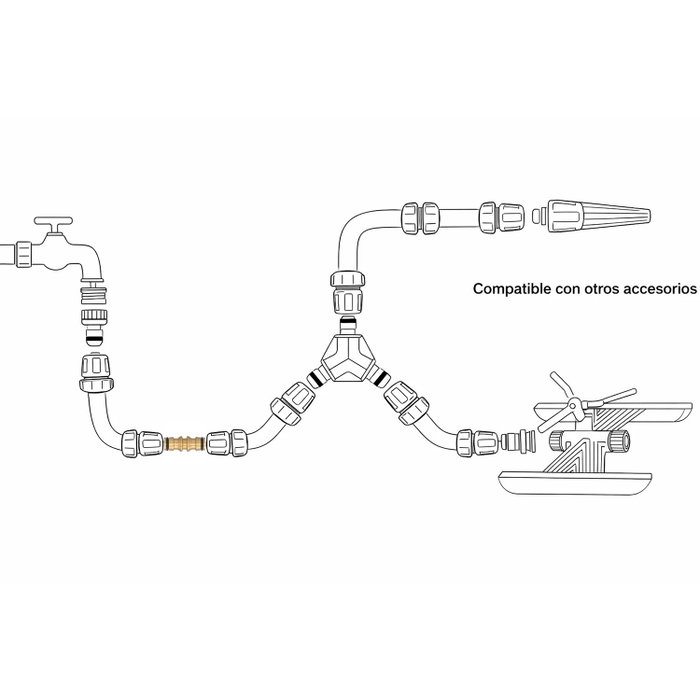 SATURNIA Manchon d'union pour tuyaux en laiton avec double connecteur rapide SATURNIA Manchon d'union pour tuyaux en laiton avec double connecteur rapide