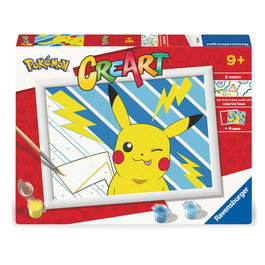 RAVENSBURGER Kit de Peinture par Numéros CreArt - Pikachu Pokémon, Tableau Pré-imprimé 18 x 24 cm, Loisir Créatif à Partir de 9 Ans