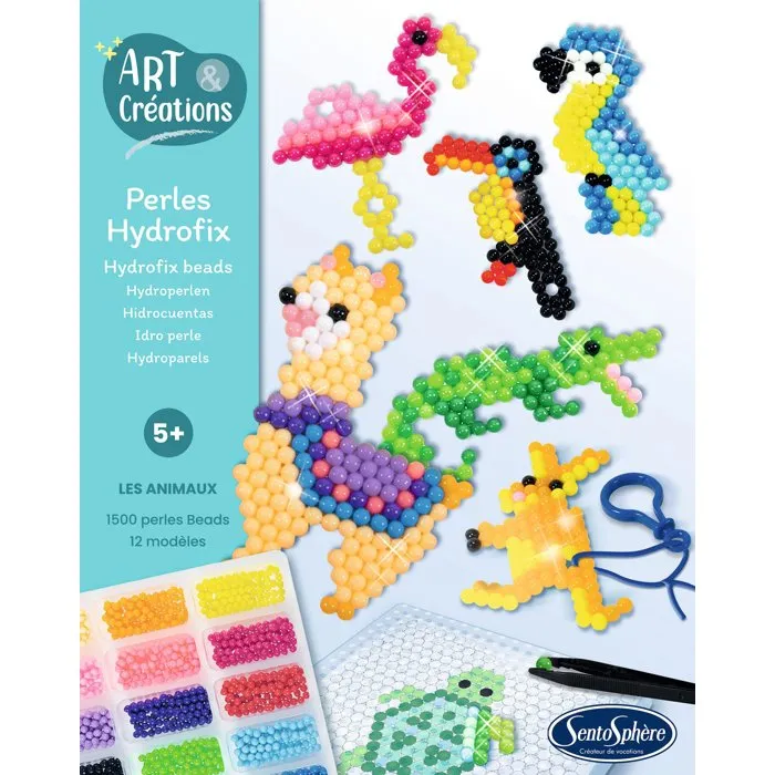 Sentosphere Perles Hydrofix Art & Créations - Kit de 1500 billes de 18 couleurs - Soudage à l'eau - Loisir créatif enfant dès 5 ans