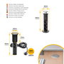 Emuca Multiconnecteur élevable Vertikal - 3 prises Schuko, 1 USB-A, 2 USB-C, Noir