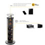 Emuca Multiconnecteur élevable Vertikal - 3 prises Schuko, 1 USB-A, 2 USB-C, Noir