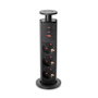 Emuca Multiconnecteur élevable Vertikal - 3 prises Schuko, 1 USB-A, 2 USB-C, Noir