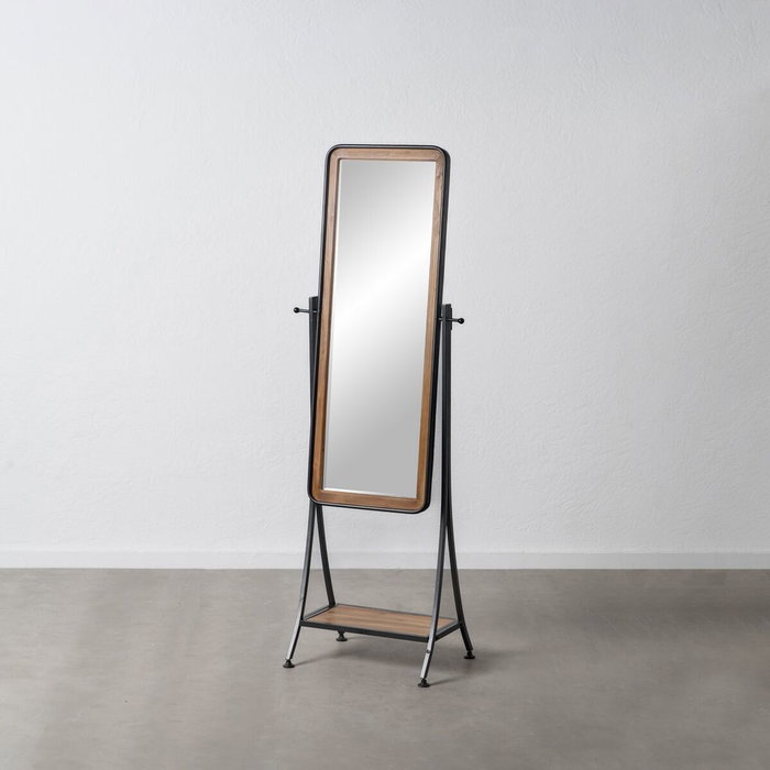 BigBuy Home Miroir sur Pied Noir Naturel 62 x 42 x 174 cm