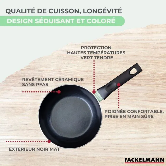 Fackelmann Set de 2 Woks en Aluminium Recyclé avec Revêtement Céramique Antiadhésif Sans PFAS - 20 cm et 28 cm - Compatible Induction et Four