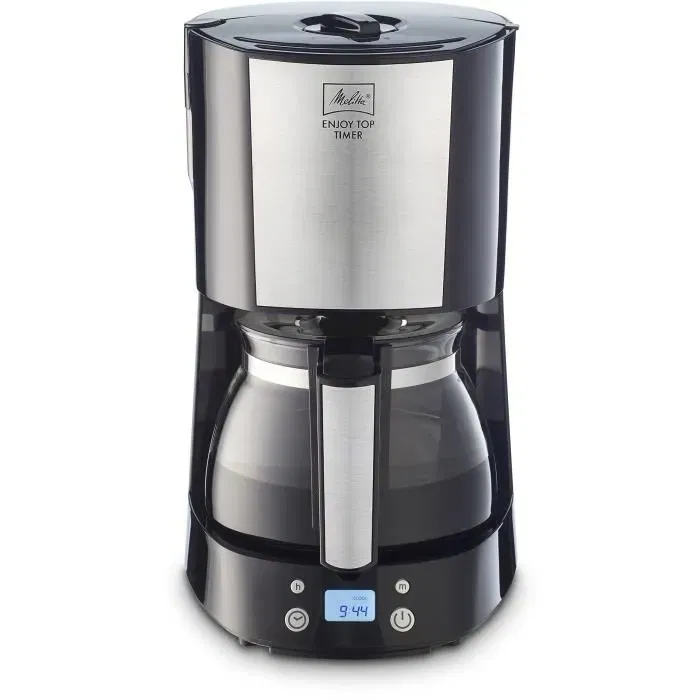 Melitta Cafetière Filtre Enjoy Top Timer 1017-11 Noir - Fonction AromaSelector - Système Anti-Gouttes - Porte-Filtre Pivotant Amovible