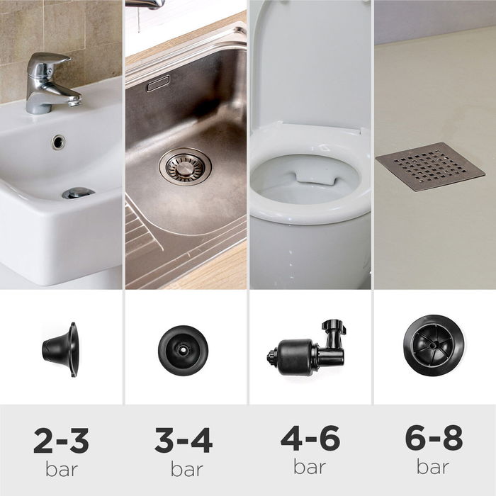 Déboucheur à air comprimé haute pression avec accessoires et manomètre 5 en 1 Jetpro InnovaGoods