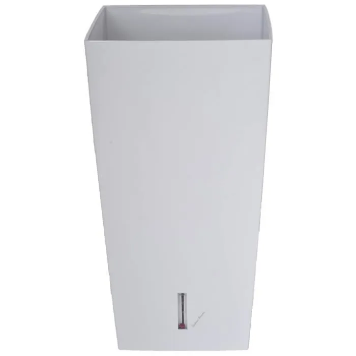 Riviera Pot de Fleurs Carré Eva New en Plastique avec Réserve d'Eau - 28 x 28 x 52 cm (31 L) - Blanc