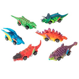 HTI Dino Racers - Véhicules à friction dinosaures - Multipack de 12 unités - Jouets pour enfants dès 3 ans - 5 modèles différents - Dino Racers Exp.
