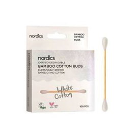 NORDICS ORAL CARE Bâtonnets en bambou et coton BIO, 100 pièces