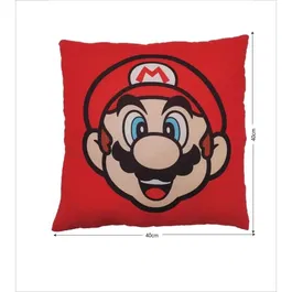 Mario Bros - Coussin décoratif double face carré Microfibre 40x40 cm - Mario et Luigi - Motif Super Mario