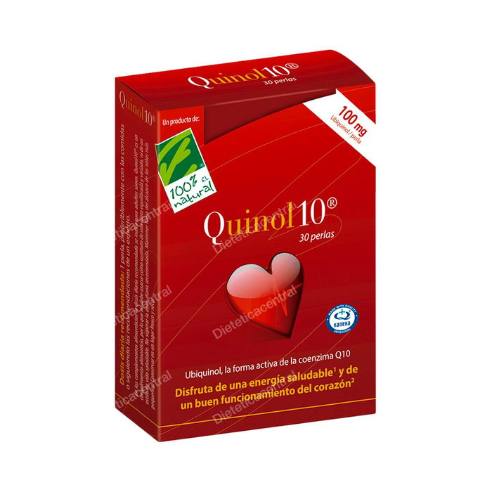Cien Por Cien Natural Quinol 10 100 mg 30 perles - Complément alimentaire à l'ubiquinol (coenzyme Q10 active) Cien Por Cien Natural Quinol 10 100 mg 30 perles - Complément alimentaire à l'ubiquinol (coenzyme Q10 active)