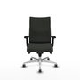 Chaise Albacete confidente Synchro 5 positions Tissu Noir Structure d' aluminium Accoudoir 2D Sans appui-tête Roulettes 65mm pour moquette