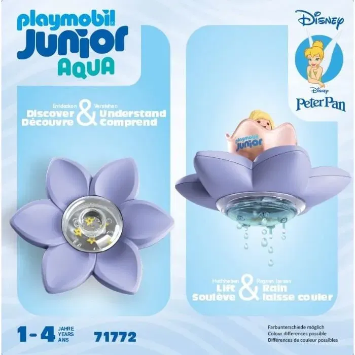 Playmobil Junior 71772 - Fée Clochette et Fleur Flottante Disney, Set de 4 Pièces en Plastique Biosourcé pour Enfants dès 18 Mois