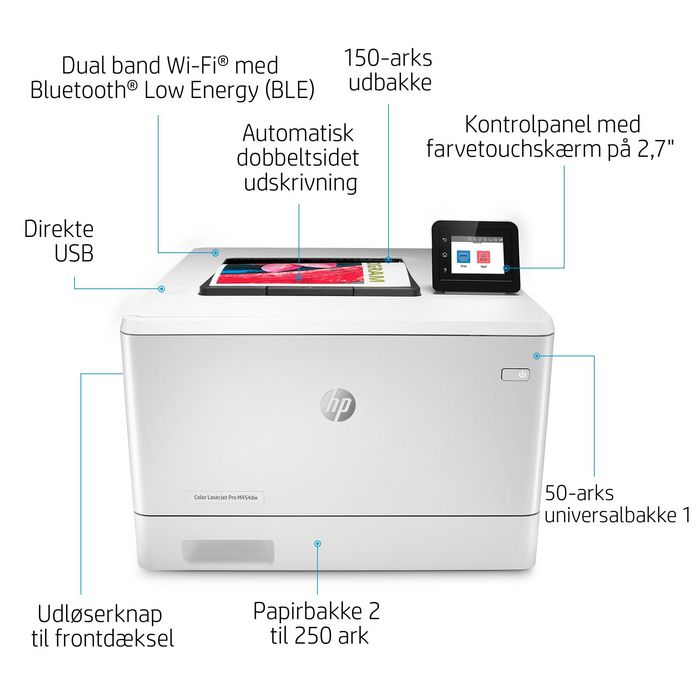 HP Color LaserJet Pro M454dw - Imprimante Laser Couleur, A4, WiFi, USB, Vitesse 28ppm, Résolution 600 x 600 dpi