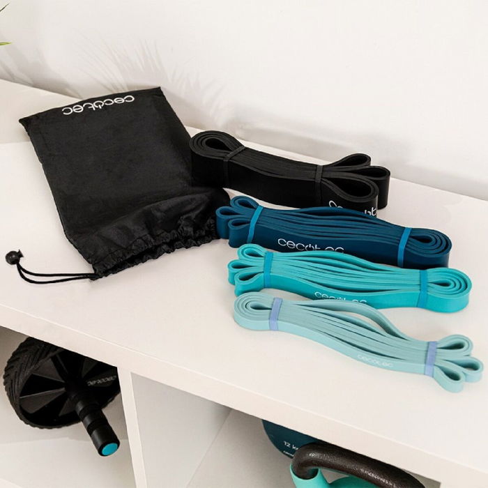 Bandes de résistance élastiques Cecotec DrumFit 30 kg 40 kg 15 kg 60 Kg Multicouleur 4 Pièces